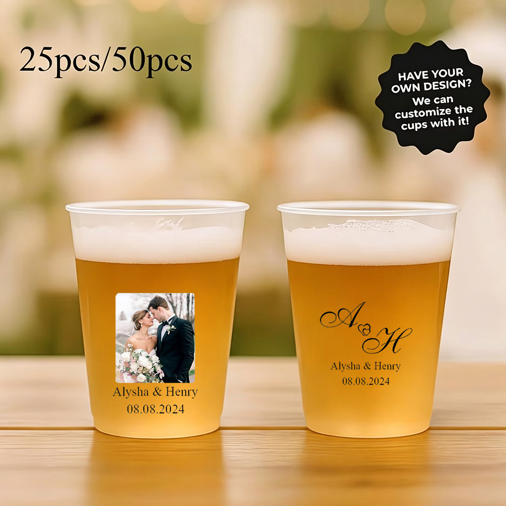 Custom Photo Name Wedding Plas - Wine Beer Photo avaliação e preço