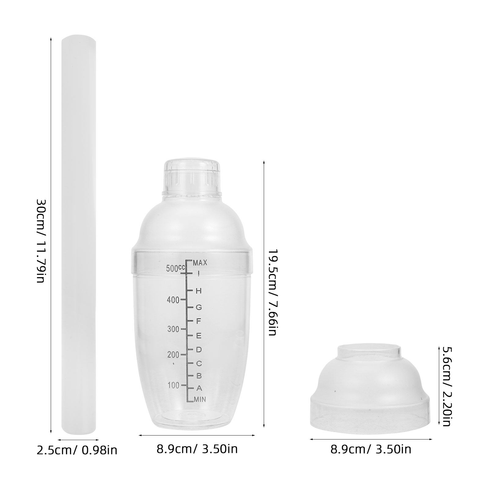 500Ml Plastic Cocktail Shaker  - Muddler Cocktail Bar avaliação e preço