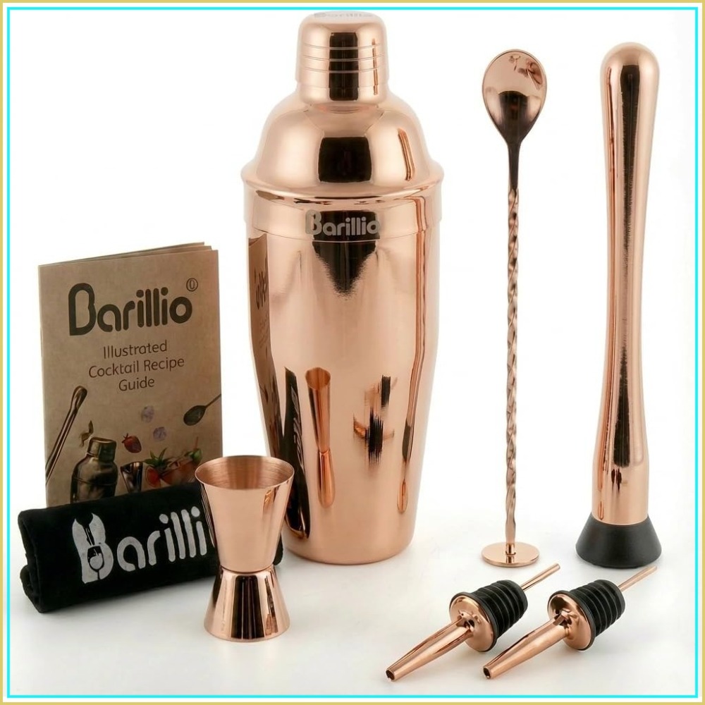 8-Piece Rose Gold Cocktail Sha - Muddler Cocktail Bar avaliação e preço