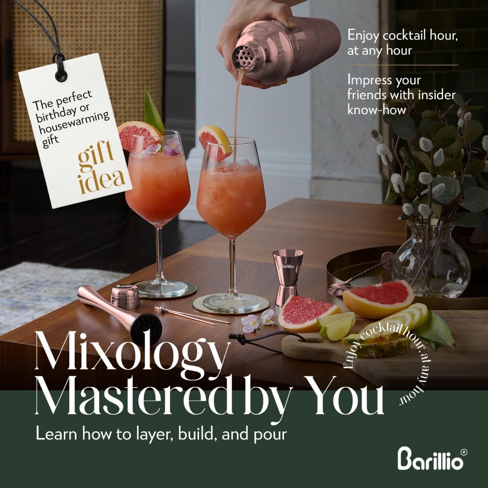 8-Piece Rose Gold Cocktail Sha - Muddler Cocktail Bar avaliação e preço