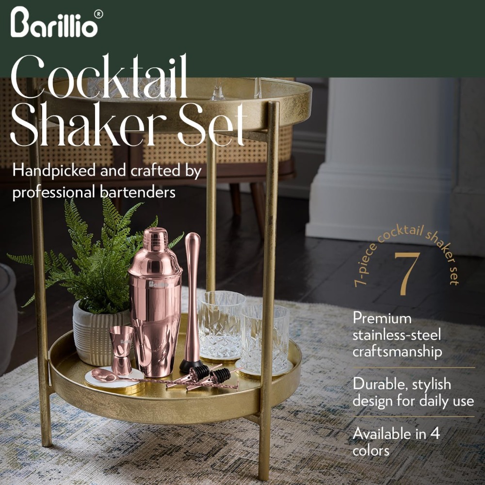 8-Piece Rose Gold Cocktail Sha - Muddler Cocktail Bar avaliação e preço