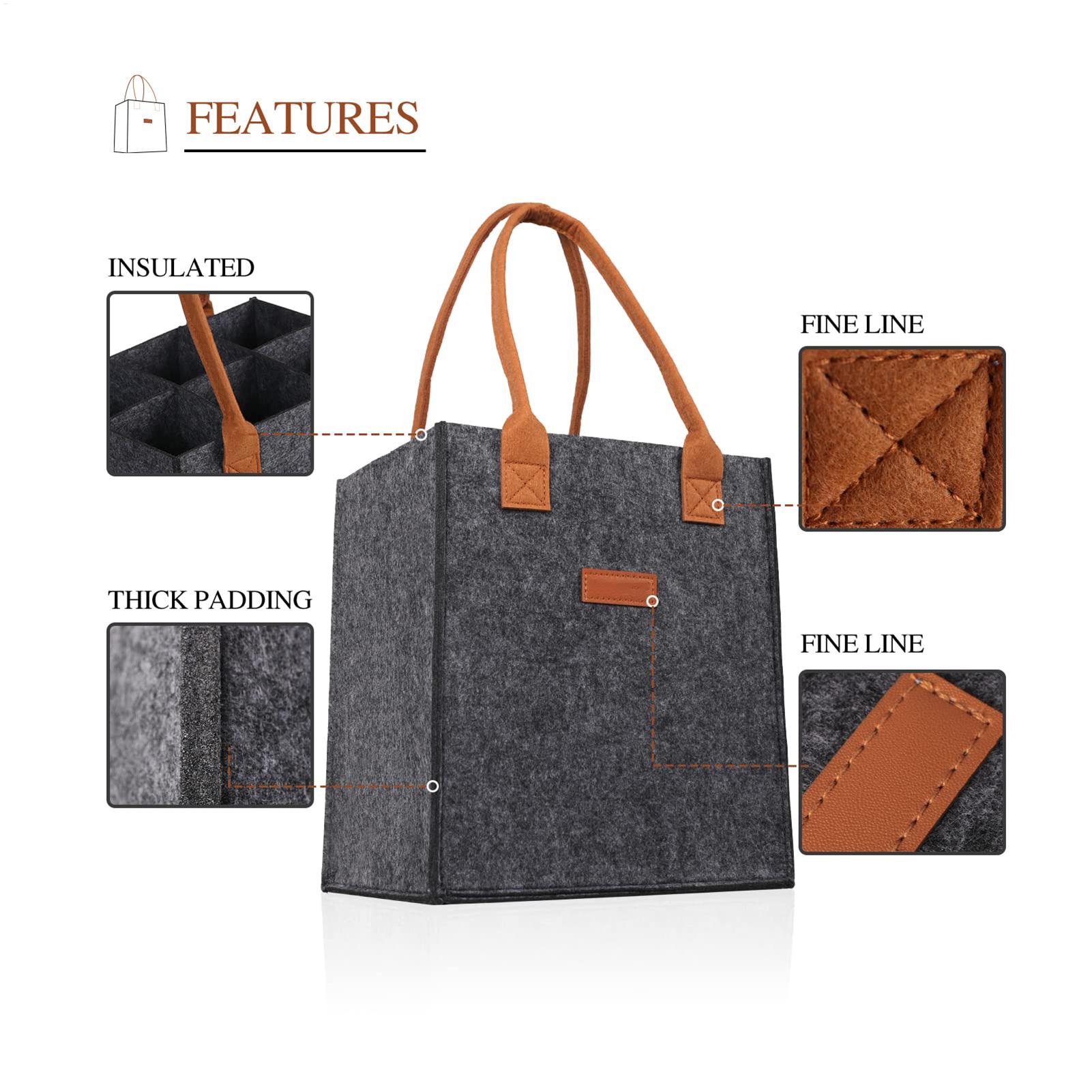 Wine Glass Tote Bag 6 Partitio - Beer Wine Grocery avaliação e preço