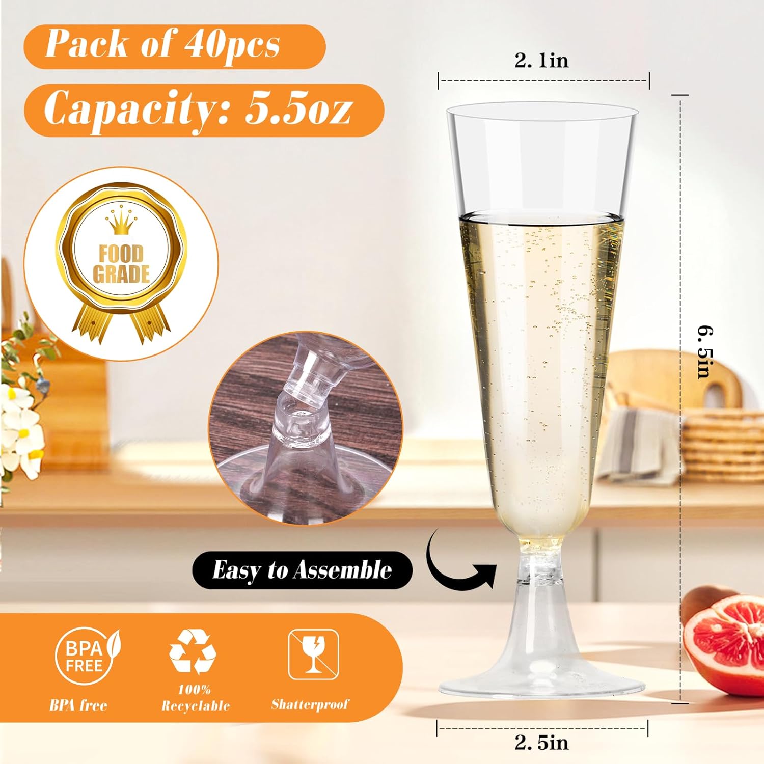 Plastic Champagne Flutes 40 Pa - Wine & Beer Unlimited Spirits avaliação e preço